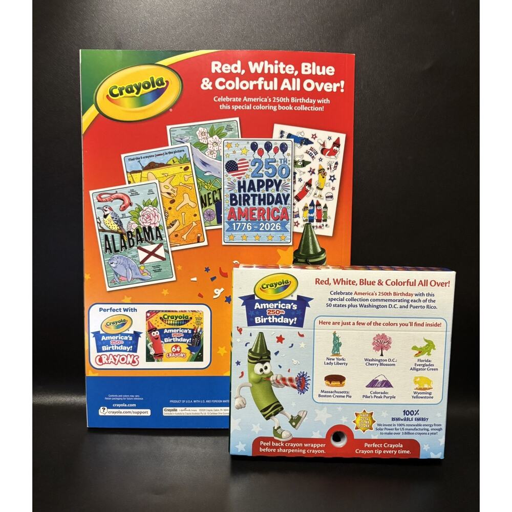 🔥 Crayola Crayons Special Edition 2026 America’s 250th Birthday + Coloring Book - Picture 2 of 2